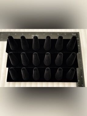 Black Velvet Ring Display Stand 18 Finger Jewelry Organizer Holder Showcase Rack
